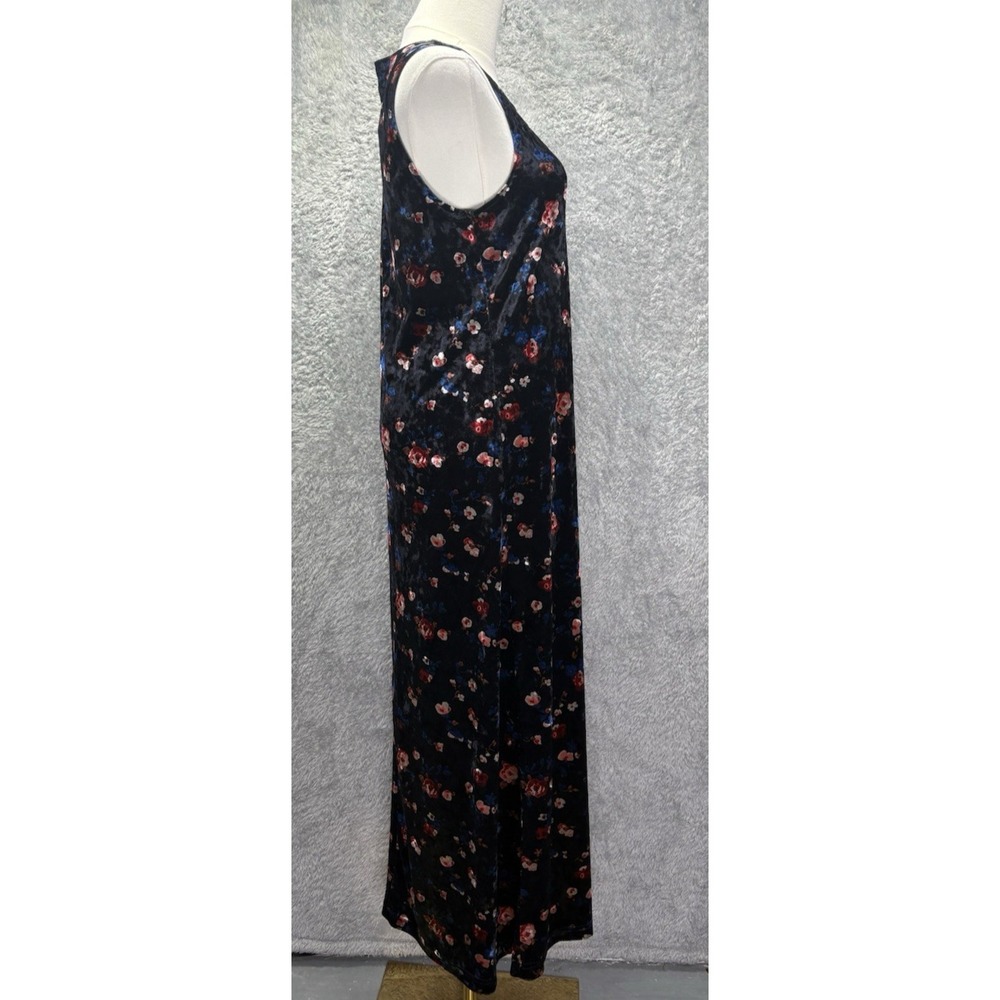 Natural Life Womens M Black Velvet Floral Maxi Dress Boho Whimsigoth Y2K - Picture 2 of 9